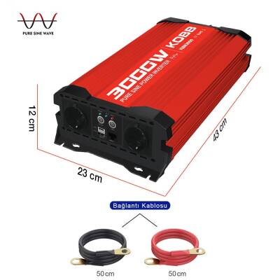KOBB KBN3000 12V/220V 3000Watt Tam Sinüs Dönüştürücü İnvertör - KOBB (1)