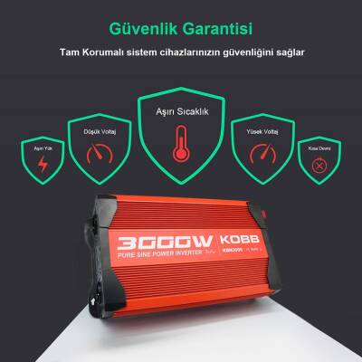 KOBB KBN3000 12V/220V 3000Watt Tam Sinüs Dönüştürücü İnvertör - 5
