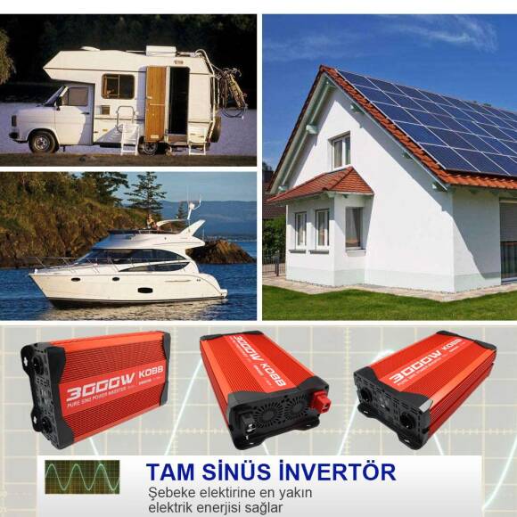 KOBB KBN3000 12V/220V 3000Watt Tam Sinüs Dönüştürücü İnvertör - 10