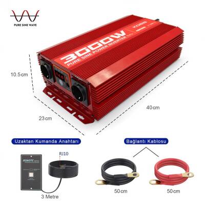 KOBB KBN3000 12V/220V 3000Watt Tam Sinüs Dönüştürücü İnvertör - KOBB (1)