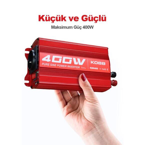 KOBB KBN400 12V/220V 400Watt Tam Sinüs Dönüştürücü İnvertör - 4