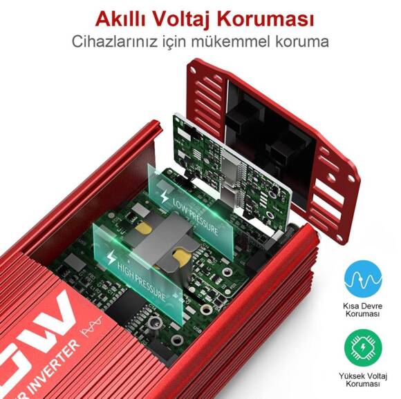 KOBB KBN600 12V/220V 600Watt Modifiye Sinüs Dönüştürücü İnvertör - 7