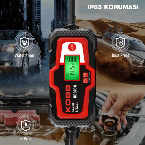KOBB KBS10A 6/12V 200A Dijital Akü Şarj / Akü Bakım / Desülfatör ve Power Supply - 6
