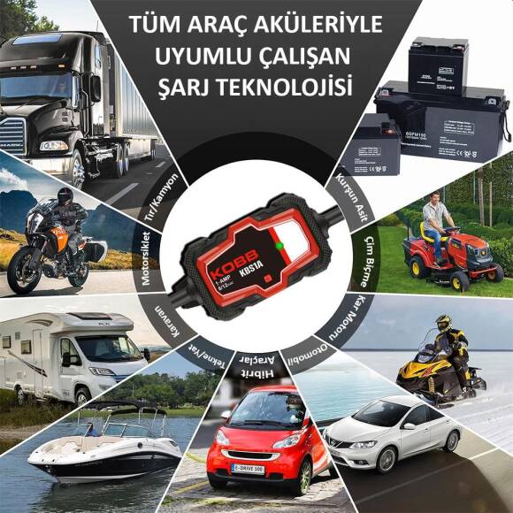 KOBB KBS1A 6V/12V 30Ah Akıllı Akü Şarj ve Akü Bakım / Desülfatör - 6