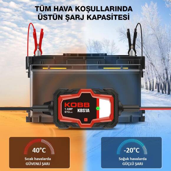 KOBB KBS1A 6V/12V 30Ah Akıllı Akü Şarj ve Akü Bakım / Desülfatör - 3