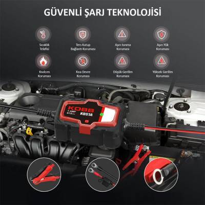 KOBB KBS1A 6V/12V 30Ah Akıllı Akü Şarj ve Akü Bakım / Desülfatör - 5