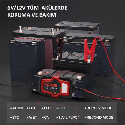 KOBB KBS1A 6V/12V 30Ah Akıllı Akü Şarj ve Akü Bakım / Desülfatör - 6