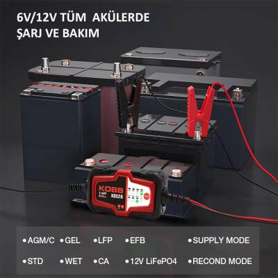 KOBB KBS2A 6V/12V 60Ah Akıllı Akü Şarj ve Akü Bakım / Desülfatör - 6