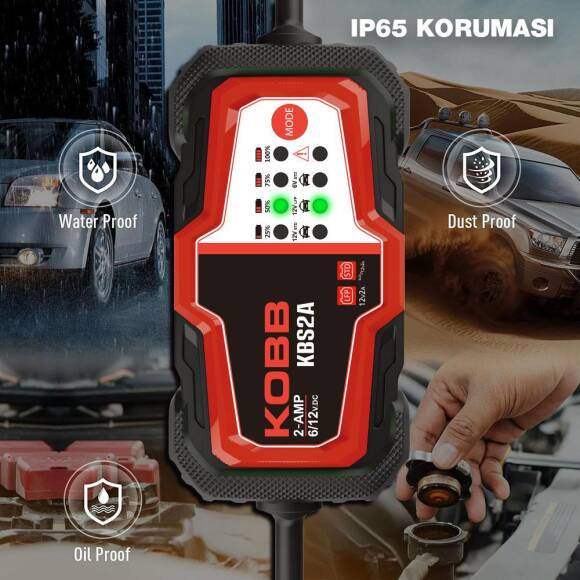 KOBB KBS2A 6V/12V 60Ah Akıllı Akü Şarj ve Akü Bakım / Desülfatör - 9