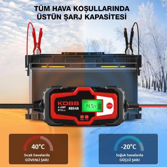 KOBB KBS4A 6/12V 120A Dijital Akü Şarj / Akü Bakım / Desülfatör ve Power Supply - 3