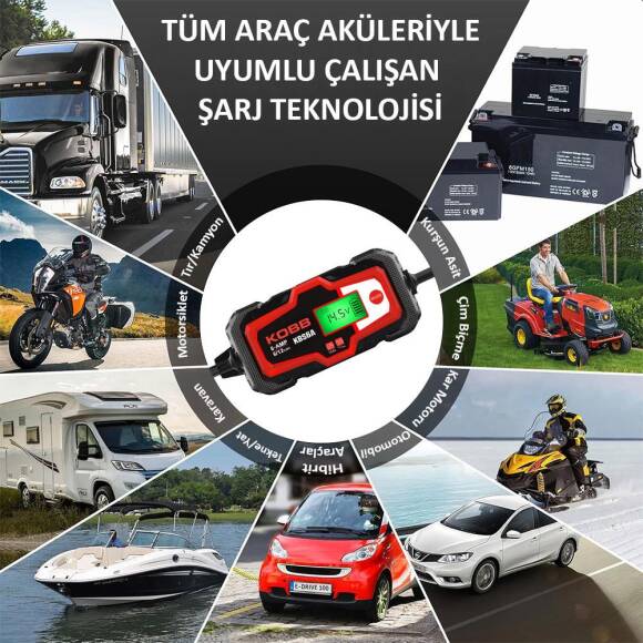 KOBB KBS6A 6/12V 150A Dijital Akü Şarj / Akü Bakım / Desülfatör ve Power Supply - 6