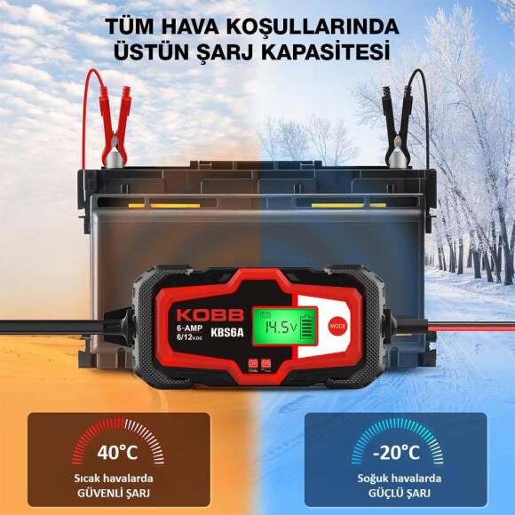 KOBB KBS6A 6/12V 150A Dijital Akü Şarj / Akü Bakım / Desülfatör ve Power Supply - 3