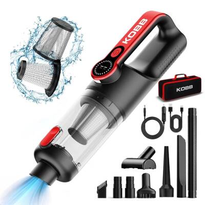 KOBB KBV20 12Volt/ Li-ion Şarjlı Kömürsüz Motor Hibrit Araç Süpürgesi + 8 Parça Aksesuar Seti + Taşıma Çantası - KOBB (1)