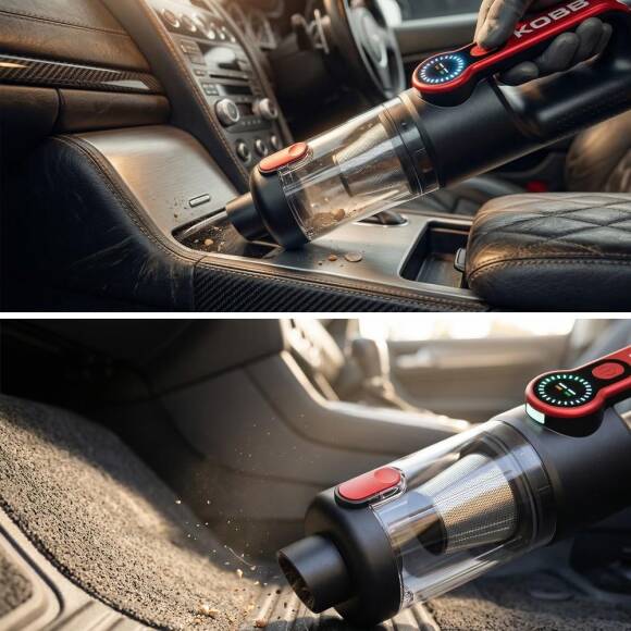 KOBB KBV20 12Volt/ Li-ion Şarjlı Kömürsüz Motor Hibrit Araç Süpürgesi + 8 Parça Aksesuar Seti + Taşıma Çantası - 3