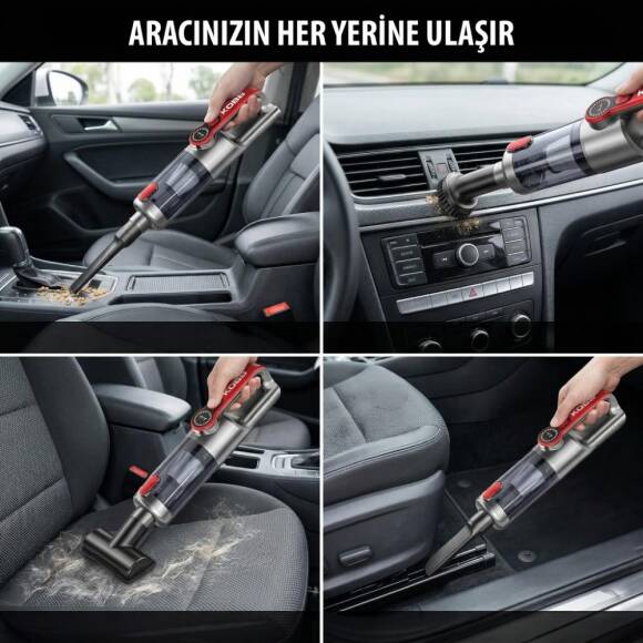 KOBB KBV20 12Volt/ Li-ion Şarjlı Kömürsüz Motor Hibrit Araç Süpürgesi + 8 Parça Aksesuar Seti + Taşıma Çantası - 8