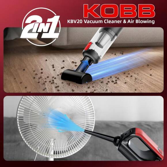 KOBB KBV20 12Volt/ Li-ion Şarjlı Kömürsüz Motor Hibrit Araç Süpürgesi + 8 Parça Aksesuar Seti + Taşıma Çantası - 9