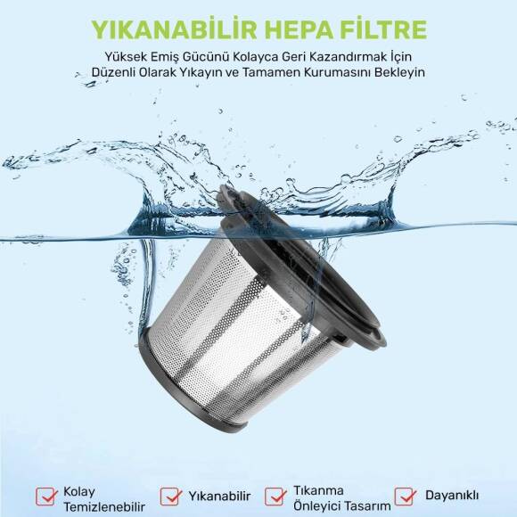 KOBB KBV20F 12V/Şarjlı Hibrit Araç Süpürgesi İçin Yedek HEPA+Çelik Filtre - 2