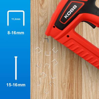 KOBB KBZ200 8-16mm Zımba ve 15-16mm Profesyonel Çivi Çakma Makinesi + 3000 adet Yedek Zımba ve Çivi - Kobb (1)