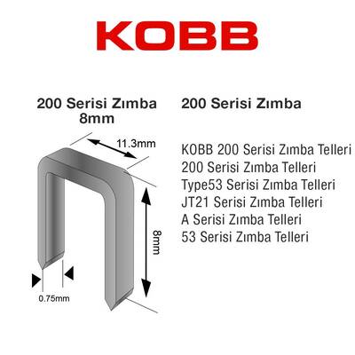 KOBB KBZ208 8mm 2500 Adet 200 Serisi Ağır Hizmet Tipi Zımba Teli - 5