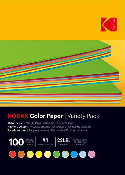 Kodak A4 Renkli Fotokopi Kağıdı 80 gr 100 Adet Karışık 10 Renk - 1