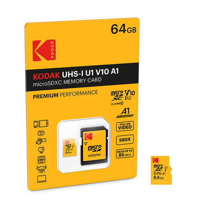 Kodak - Kodak mSD 64GB UHS-I U1 V10 A1 Premium Performans Micro SD Kart + SD Adaptör (1)