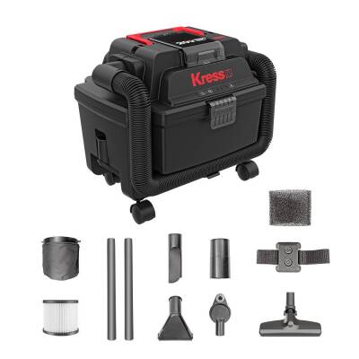 Kress KH035.9 20Volt 250W/17Kpa Flexi Esnek Hortumlu Şarjlı Islak/Kuru Süpürge & Üfleme (Akü Dahil Değildir) - Kress