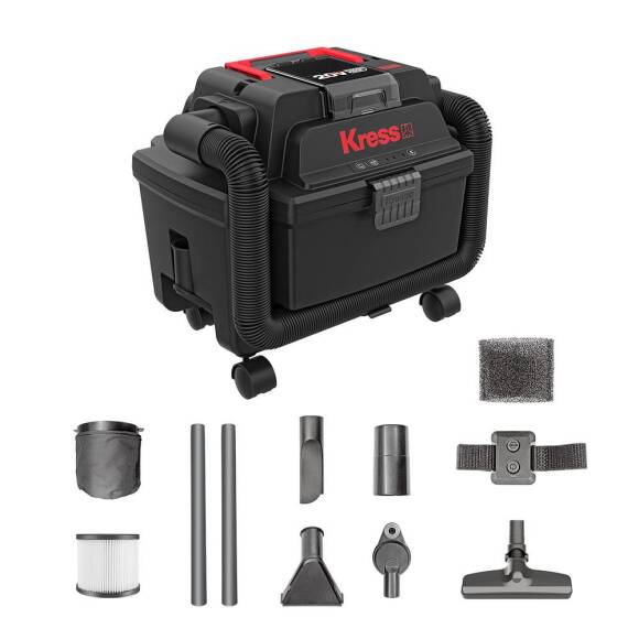 Kress KH035.9 20Volt 250W/17Kpa Flexi Esnek Hortumlu Şarjlı Islak/Kuru Süpürge & Üfleme (Akü Dahil Değildir) - 1