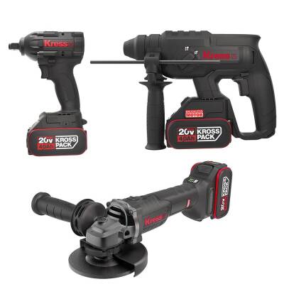 Kress KRKS1 KUB30.2 + KU390.4 + KUH10.2 20Volt/4Ah. 6 Adet Akülü Profesyonel Kombo Set - Kress (1)