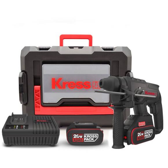 Kress KU390.4 20Volt 4.0Ah. 2.0J Li-ion Çift Akülü Şarjlı Kömürsüz Profesyonel SDS-Plus Pnömatik Kırıcı/Delici - 1
