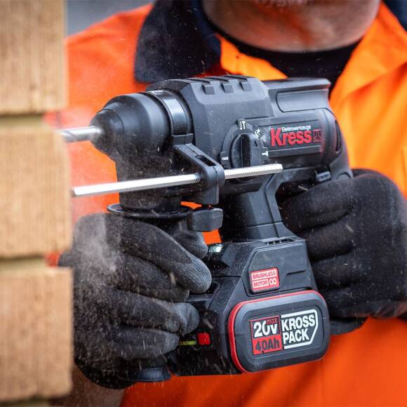 Kress KU390.4 20Volt 4.0Ah. 2.0J Li-ion Çift Akülü Şarjlı Kömürsüz Profesyonel SDS-Plus Pnömatik Kırıcı/Delici - 3