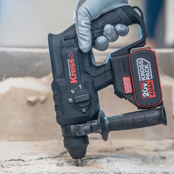 Kress KU390.4 20Volt 4.0Ah. 2.0J Li-ion Çift Akülü Şarjlı Kömürsüz Profesyonel SDS-Plus Pnömatik Kırıcı/Delici - 5