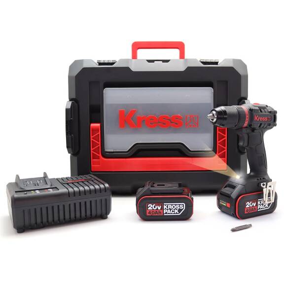 Kress KUA71 20Volt/4.0Ah Li-ion Çift Akülü Kömürsüz Profesyonel Şarjlı Matkap - 1