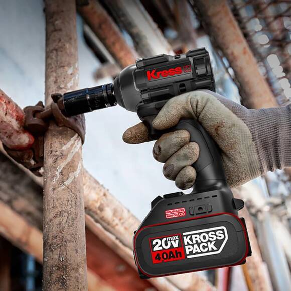 Kress KUB30.2SET 20Volt/4.0Ah. Li-ion Çift Akülü 300Nm Kömürsüz Profesyonel Şarjlı Somun Sıkma + 4 Parça Derin Lokma Seti - 4