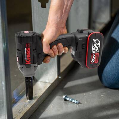 Kress KUB30.2SET 20Volt/4.0Ah. Li-ion Çift Akülü 300Nm Kömürsüz Profesyonel Şarjlı Somun Sıkma + 4 Parça Derin Lokma Seti - 6