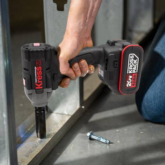 Kress KUB30.2SET 20Volt/4.0Ah. Li-ion Çift Akülü 300Nm Kömürsüz Profesyonel Şarjlı Somun Sıkma + 4 Parça Derin Lokma Seti - 6