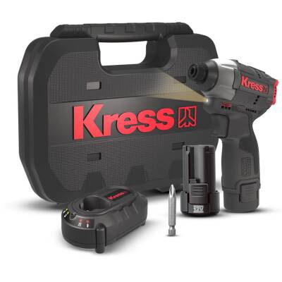 Kress KUB50.2 12Volt 2.0Ah Li-ion Çift Akülü 140Nm Kömürsüz Profesyonel Şarjlı Darbeli Tornavida - Kress