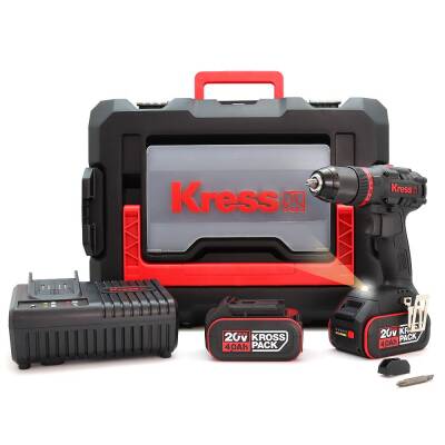 Kress KUC30 20Volt/4.0Ah Li-ion Çift Akülü Kömürsüz Profesyonel Şarjlı Darbeli Matkap - Kress