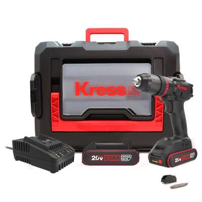 Kress KUC30.1 20Volt/2.0Ah Li-ion 60Nm Çift Akülü Kömürsüz Profesyonel Şarjlı Darbeli Matkap - Kress