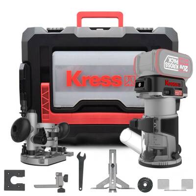 Kress KUD26.91 20Volt Kömürsüz 6/8mm Devir Ayarlı Şarjlı Profesyonel Avuç İçi El Frezesi Formika Tıraşlama (Akü Dahil Değildir) - Kress