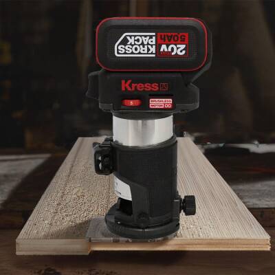 Kress KUD26.91 20Volt Kömürsüz 6/8mm Devir Ayarlı Şarjlı Profesyonel Avuç İçi El Frezesi Formika Tıraşlama (Akü Dahil Değildir) - 4