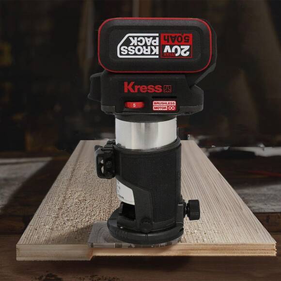 Kress KUD26.91 20Volt Kömürsüz 6/8mm Devir Ayarlı Şarjlı Profesyonel Avuç İçi El Frezesi Formika Tıraşlama (Akü Dahil Değildir) - 4