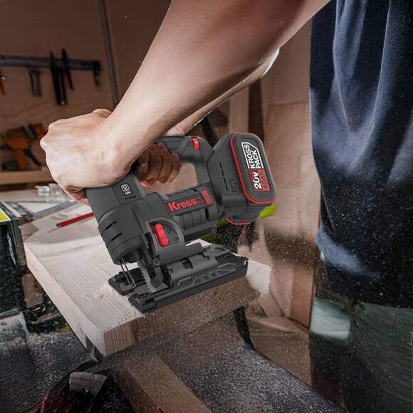 Kress KUE26 20Volt 4.0Ah Li-ion Çift Akülü Profesyonel Kömürsüz Devir Ayarlı Şarjlı Dekupaj Testere - 3