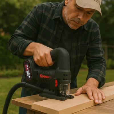 Kress KUE26 20Volt 4.0Ah Li-ion Çift Akülü Profesyonel Kömürsüz Devir Ayarlı Şarjlı Dekupaj Testere - 9