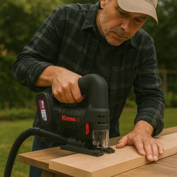 Kress KUE26 20Volt 4.0Ah Li-ion Çift Akülü Profesyonel Kömürsüz Devir Ayarlı Şarjlı Dekupaj Testere - 9