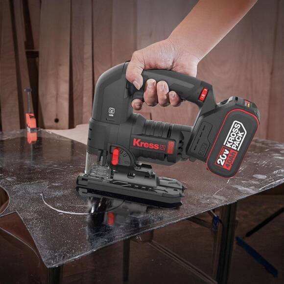 Kress KUE26 20Volt 4.0Ah Li-ion Çift Akülü Profesyonel Kömürsüz Devir Ayarlı Şarjlı Dekupaj Testere - 5