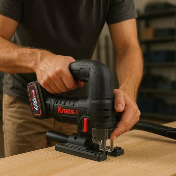 Kress KUE26 20Volt 4.0Ah Li-ion Çift Akülü Profesyonel Kömürsüz Devir Ayarlı Şarjlı Dekupaj Testere - 9