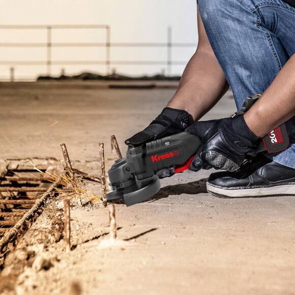 Kress KUH04.1 20Volt 5.0Ah. Li-ion Çift Akülü 125mm Kömürsüz Profesyonel Devir Ayarlı Alttan Tetikli Avuç Taşlama - 4