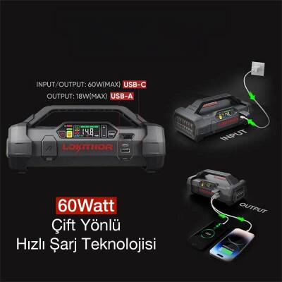Lokithor APARTX 12V Akıllı Akü Takviye + Pompa + Powerbank + Led Lamba (Akü Dahil Değildir) - 8
