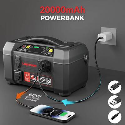 Lokithor AW401 12V 2500Amp Li-Polimer Akıllı Akü Takviye + Pompa + Basınçlı Yıkama + Powerbank + Led Lamba - Thumbnail
