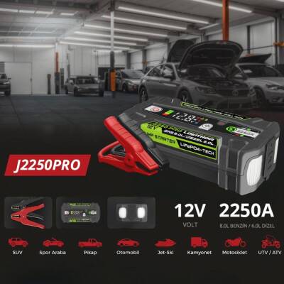 Lokithor J2250PRO 12V 2250Amp LiFePO4 Akıllı Akü Takviye + Powerbank + Led Lamba - 3